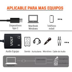 Adaptador de sonido estéreo USB tipo C