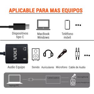 Adaptador de sonido estéreo USB tipo C