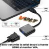 Adaptador de vídeo HDMI macho a VGA hembra
