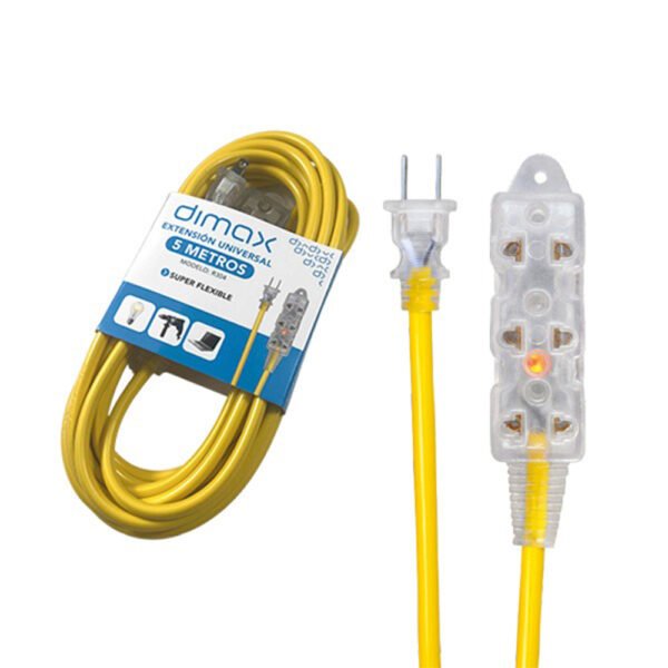 La Extensión Universal R304 de Dimax es ideal para conectar múltiples dispositivos de forma segura y eficiente. Con un diseño compacto y funcional, esta extensión de 5 metros ofrece la libert