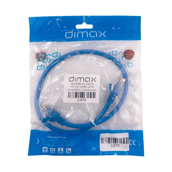 Patch Cord Categoría 6 – 0.5 metros – Color Azul