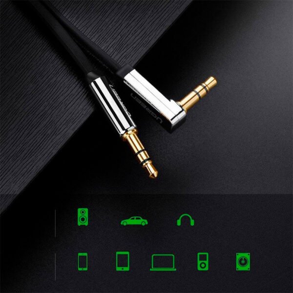 Cable plano de audio auxiliar Ugreen con miniconector de 3.5 mm