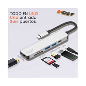 Adaptador USB tipo C para computadora 6 en 1 VLT-A022