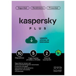 Kaspersky Plus 10 Dispositivos 2 Años VPN ilimitado