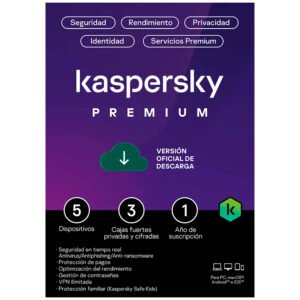 Kaspersky Premium 5 Dispositivos 1 Año VPN ilimitado