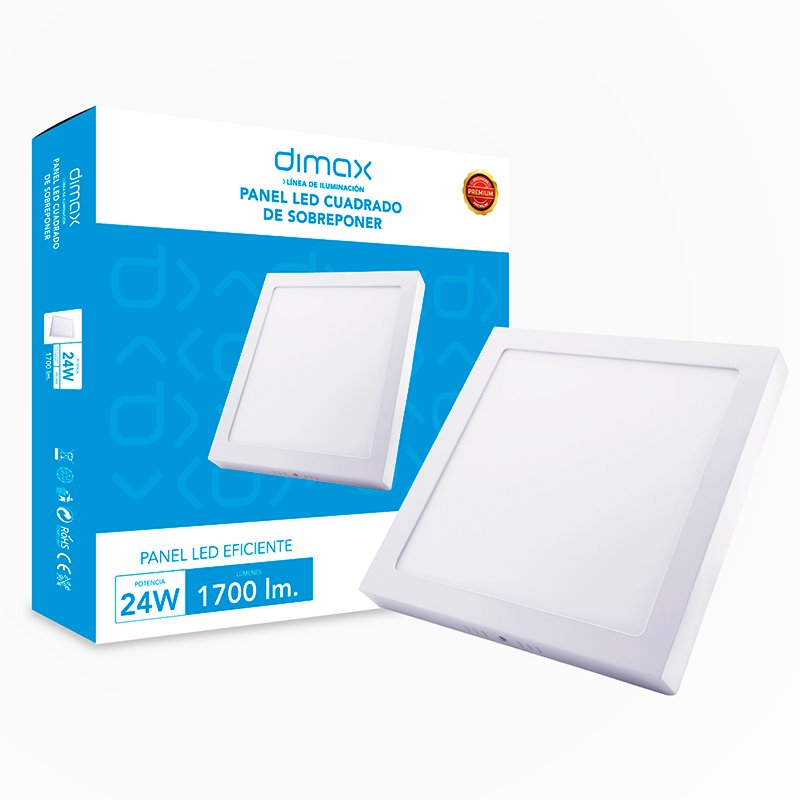 Luz Led Cuadrada de Sobreponer 6500K 24W Dimax