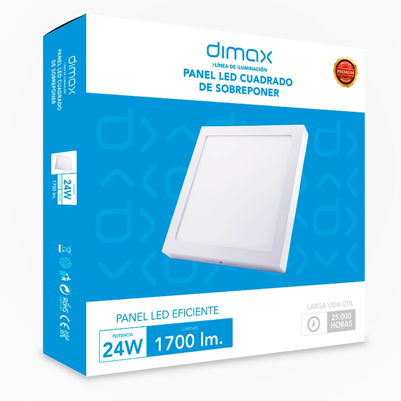 Luz Led Cuadrada de Sobreponer 6500K 24W Dimax