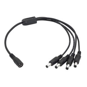 Cable divisor de alimentación CC 1 hembra a 4 machos 5,5 mm x 2,1 mm CCTV