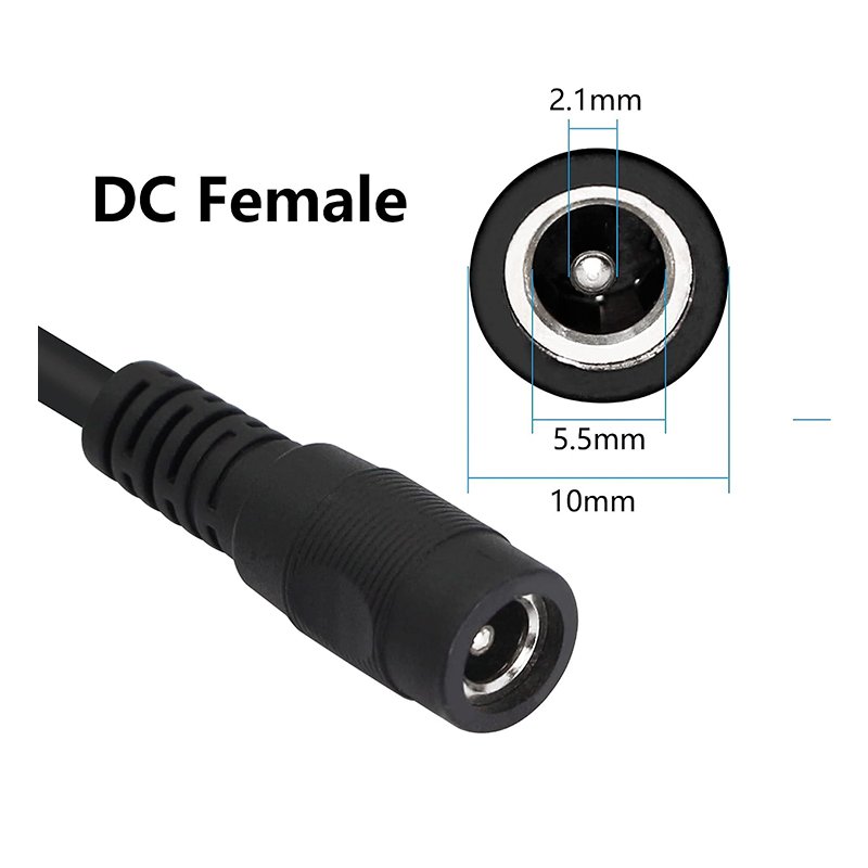 Cable divisor de alimentación CC 1 hembra a 4 machos 5,5 mm x 2,1 mm CCTV