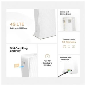 Router 4G LTE Inalámbrico N300 — Internet de Alta Velocidad Sin Cables ¿Necesitas internet en casa, en la oficina o sobre la marcha sin depender de la fibra óptica? El router 4G LTE inalámbrico N300 es la solución definitiva para acceder a internet de banda ancha en cualquier lugar con cobertura móvil. Con velocidad WiFi de hasta 300 Mbps en la banda de 2.4 GHz y conectividad 4G LTE, este router transforma la señal de tu tarjeta SIM en una red WiFi estable para múltiples dispositivos, sin instalaciones ni esperas. ✅ Características Principales Table Característica Beneficio Conectividad 4G LTE multibanda Compatible con las principales bandas de operadores móviles para máxima cobertura WiFi N300 (802.11n) Velocidad de hasta 300 Mbps en 2.4 GHz, ideal para navegación, streaming y trabajo Conexión hasta 32 dispositivos Smartphones, laptops, smart TV, consolas y dispositivos IoT simultáneamente Puerto LAN Ethernet Conexión cableada estable para PC de escritorio, smart TV o consolas de gaming Antenas externas de alta ganancia Mejor recepción de señal 4G en zonas de cobertura débil o rurales Ranura para tarjeta SIM Usa cualquier SIM de datos de tu operador favorito, sin bloqueo de red Configuración plug and play Inserta la SIM, enciende y navega en minutos, sin técnicos ni instalaciones Portátil y compacto Llévalo a cualquier lugar: casa, oficina, furgoneta, camping o segunda residencia 🎯 Aplicaciones Recomendadas Zonas Rurales y Sin Fibra — Internet de alta velocidad donde no llega ADSL ni fibra óptica. Teletrabajo y Home Office — Conexión fiable para videollamadas, VPN y trabajo remoto desde casa. Oficinas Móviles y Food Trucks — WiFi profesional para negocios que se desplazan. Caravanas, Autocaravanas y Camping — Internet en la carretera para viajes largos y escapadas. Segunda Residencia o Casa de Campo — Conexión ocasional sin contratos anuales de internet fijo. Eventos y Ferias — Red WiFi temporal para stands, ferias y eventos al aire libre. Backup de Internet Fijo — Conexión de respaldo automática si falla tu fibra óptica principal. Gaming Online — Latencia estable en 4G para juegos competitivos cuando la fibra no es opción. 📋 Especificaciones Técnicas Table Especificación Detalle Tipo Router 4G LTE inalámbrico con WiFi N300 Estándar WiFi IEEE 802.11n (WiFi 4) Velocidad WiFi Hasta 300 Mbps en banda 2.4 GHz Tecnología móvil 4G LTE / LTE-A (Cat.4 o superior, especificar) Bandas 4G soportadas B1/B3/B7/B8/B20/B28/B38/B40/B41 (varía según modelo y región) Ranura SIM 1x Nano SIM o Micro SIM (especificar) Puertos 1x LAN RJ45 (10/100 Mbps o Gigabit, especificar) Antenas 2x antenas externas LTE desmontables + antenas internas WiFi Conectividad adicional Algunos modelos incluyen puerto USB para modem o almacenamiento Seguridad WiFi WPA/WPA2-PSK, cifrado AES, firewall SPI Configuración Interfaz web, app móvil o WPS (especificar) Alimentación Adaptador de corriente 12V/1A (incluido) Consumo Bajo consumo, ideal para uso 24/7 Dimensiones Aprox. 15 x 10 x 3 cm (varía según modelo) Peso Aprox. 200-350 gramos 🔍 ¿Por qué elegir un router 4G LTE N300? Table Compartir datos desde el móvil Router 4G LTE N300 Batería del móvil se agota rápido Funciona 24/7 conectado a la corriente Alcance WiFi limitado (5-10 metros) Cobertura WiFi completa de casa u oficina Solo 3-5 dispositivos simultáneos Hasta 32 dispositivos conectados Se calienta y ralentiza el teléfono Diseñado para router dedicado, sin interferencias No tiene puerto LAN Ethernet cableado para PC, TV o consola El router 4G LTE N300 es la alternativa inteligente y económica para tener internet de calidad sin depender de infraestructura fija. 💡 Consejos de Instalación y Uso Óptimo Coloca cerca de una ventana — Mejor recepción de señal 4G si hay cobertura débil en interiores. Orienta las antenas correctamente — Mantén las antenas LTE verticales y separadas para máximo rendimiento. Verifica compatibilidad de bandas — Consulta las bandas 4G de tu operador antes de comprar. Usa una SIM de datos ilimitada — Evita sorpresas de consumo; elige planes de datos adecuados. Cambia APN si es necesario — Algunos operadores requieren configuración manual de APN. Posición elevada — Coloca el router en un estante alto para mejor distribución del WiFi. Actualiza el firmware — Mantén el router actualizado para mejoras de seguridad y rendimiento. 🏆 Ventajas Competitivas ✅ Sin instalación técnica — No esperes al técnico de la operadora; funciona al instante. ✅ Sin contratos de permanencia — Usa tarjetas prepago o contratos de datos sin compromiso. ✅ Portabilidad total — Llévalo de casa a la oficina, a la playa o de vacaciones. ✅ Compatible con todas las SIM — Sin bloqueo de red; funciona con cualquier operador. ✅ Bajo consumo energético — Ideal para funcionar 24 horas sin impacto en la factura eléctrica. ✅ Opción de antenas externas — Mejora la señal en zonas rurales con antenas de mayor ganancia. 📦 Contenido del Paquete 1 x Router 4G LTE inalámbrico N300 2 x Antenas externas LTE (desmontables) 1 x Adaptador de corriente 12V 1 x Cable Ethernet RJ45 (en algunos modelos) 1 x Guía de inicio rápido 1 x Tarjeta de garantía 🔄 Compatibilidad con Operadores Funciona con tarjetas SIM de datos de: España: Movistar, Vodafone, Orange, Yoigo, Digi, Pepephone, Simyo, Lowi, O2 Latinoamérica: Claro, Movistar, Tigo, Telcel, Entel, Wom, Personal (verificar bandas por país) Internacional: Cualquier operador con bandas 4G compatibles y tarjeta SIM desbloqueada Nota importante: Verifica que las bandas 4G LTE del router coincidan con las de tu operador local para garantizar compatibilidad.