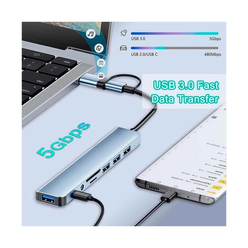ADAPTADOR-USB-C-8-EN-1-DE-KNUP,-COLOR-GRIS,-CON-LECTOR-DE-TARJETAS-SD-Y-MICRO-SD.
