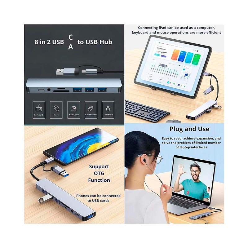 ADAPTADOR-USB-C-8-EN-1-DE-KNUP,-COLOR-GRIS,-CON-LECTOR-DE-TARJETAS-SD-Y-MICRO-SD.