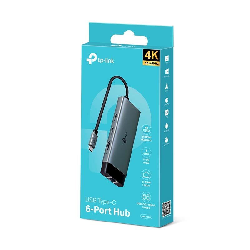 HUB USB-C 6 EN 1 PUERTO HDMI 4K@60HZ UH6120C TP-LINK