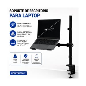 SOPORTE COMBINADO DE ESCRITORIO PARA LAPTOP Y MONITOR