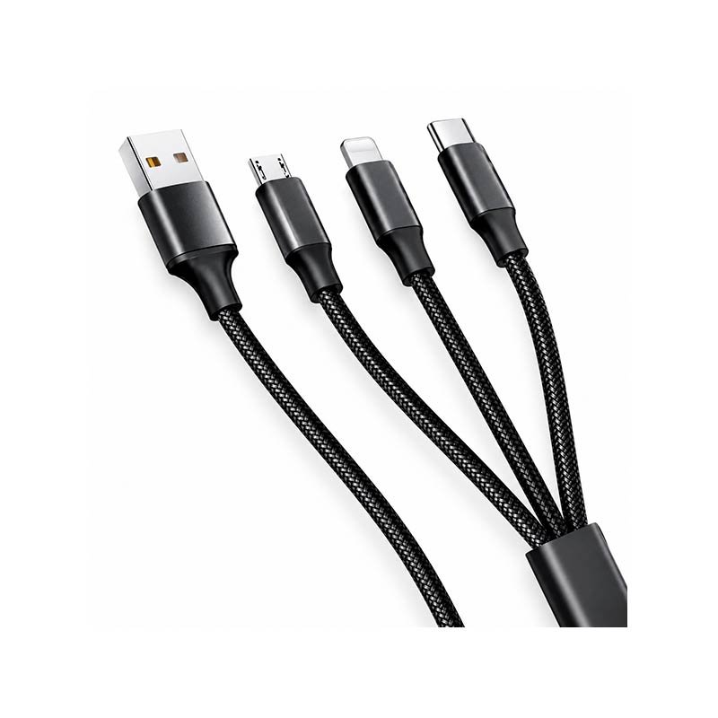 CABLE 3 EN 1 ENTRADA V8 , USB-C Y LIGHTNING
